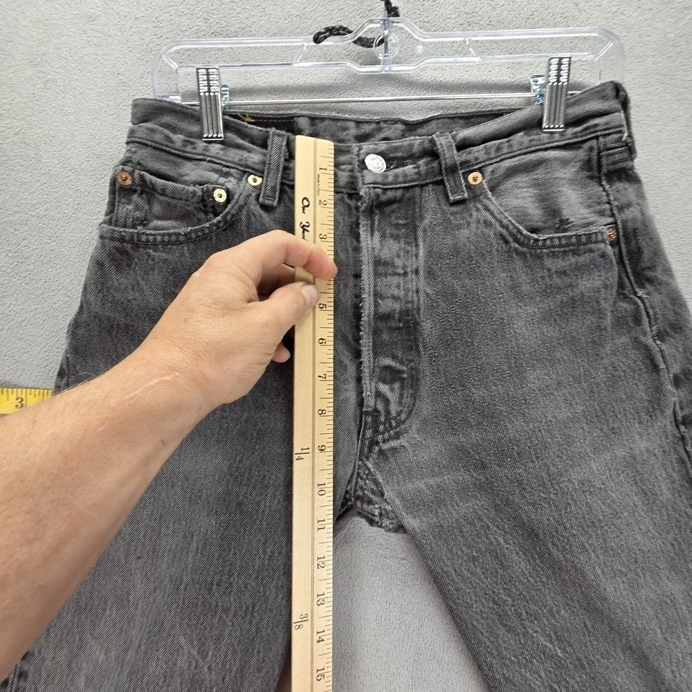 Vintage Levis 501‎ Jeans Mens Black Charcoal Wash Button Fly Made USA Fits 26x30